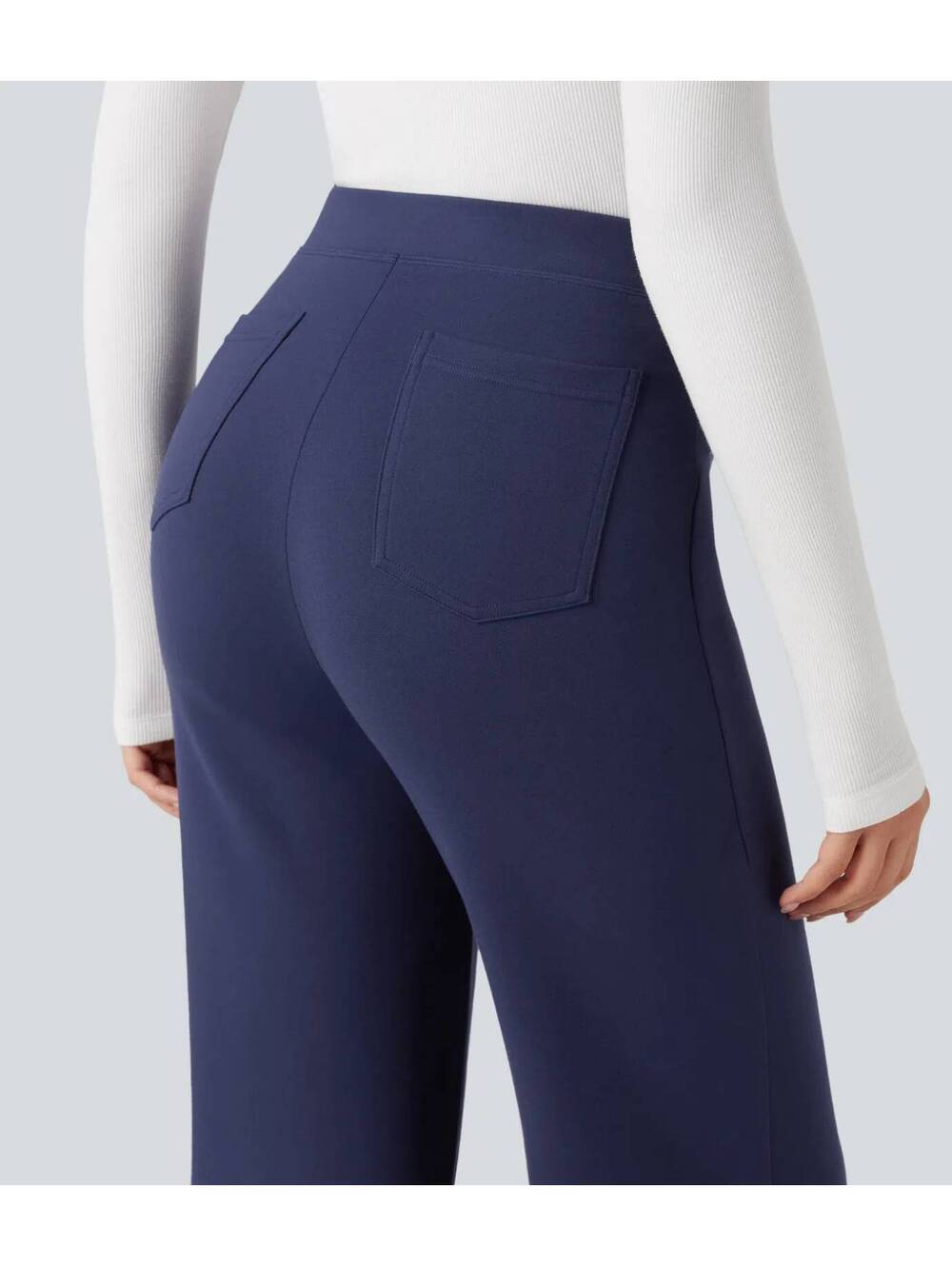 Halara Flex High Waisted Tummy Control Wide Leg Work Pants Blue Size Medium - Picture 8 of 9